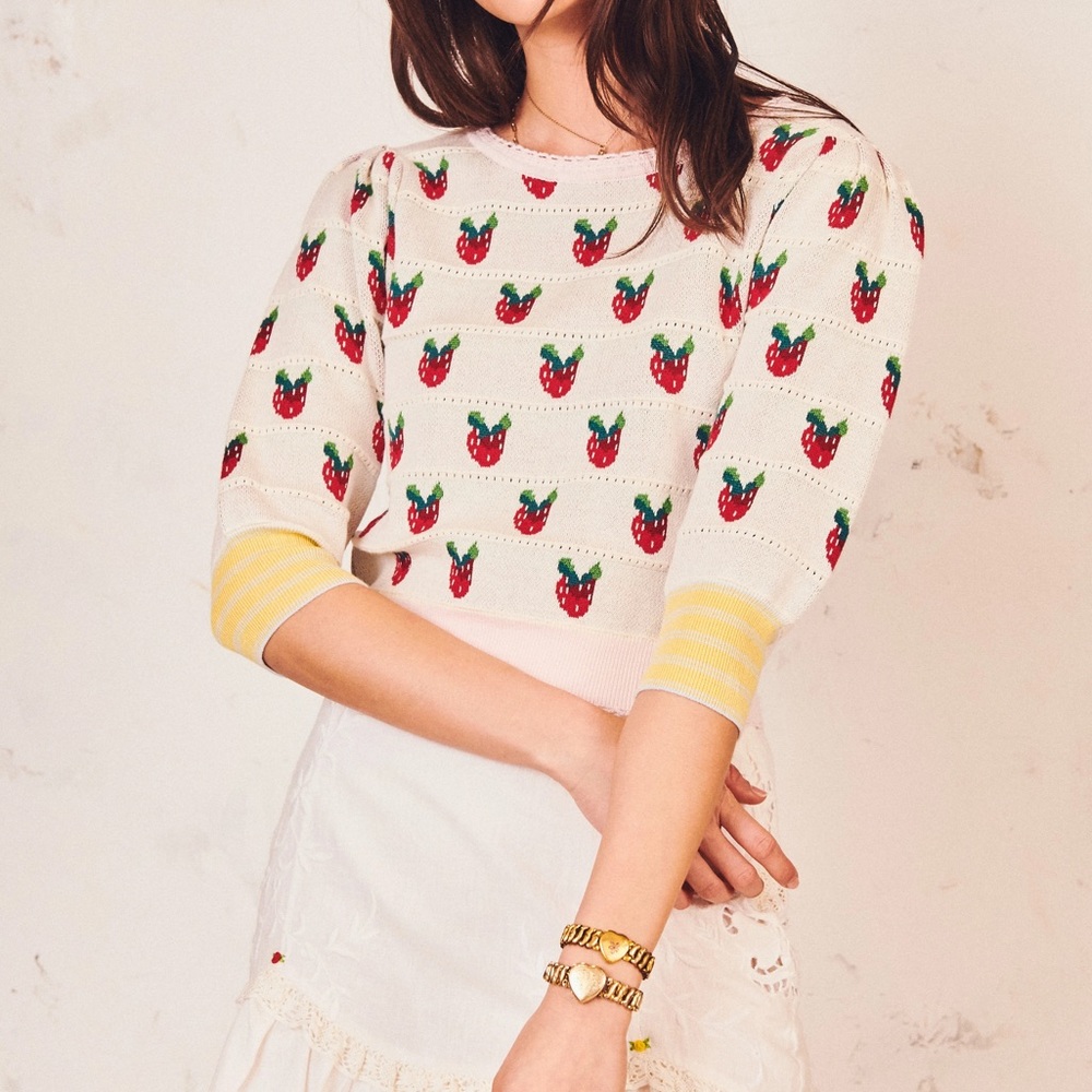 NWT LoveShackFancy Isha Strawberry Top/Sweater